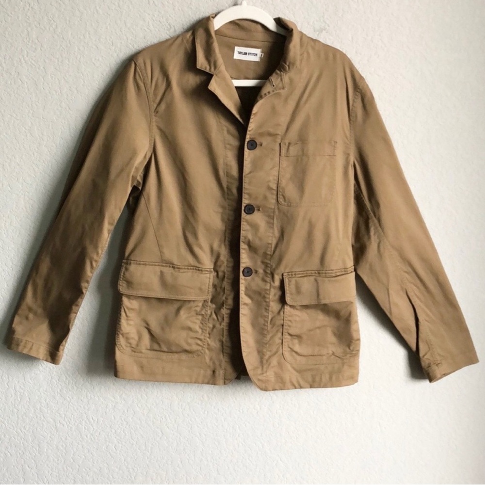Taylor Stitch Mens Gibson Jacket Dark Khaki Cotton 38 Small Button Front